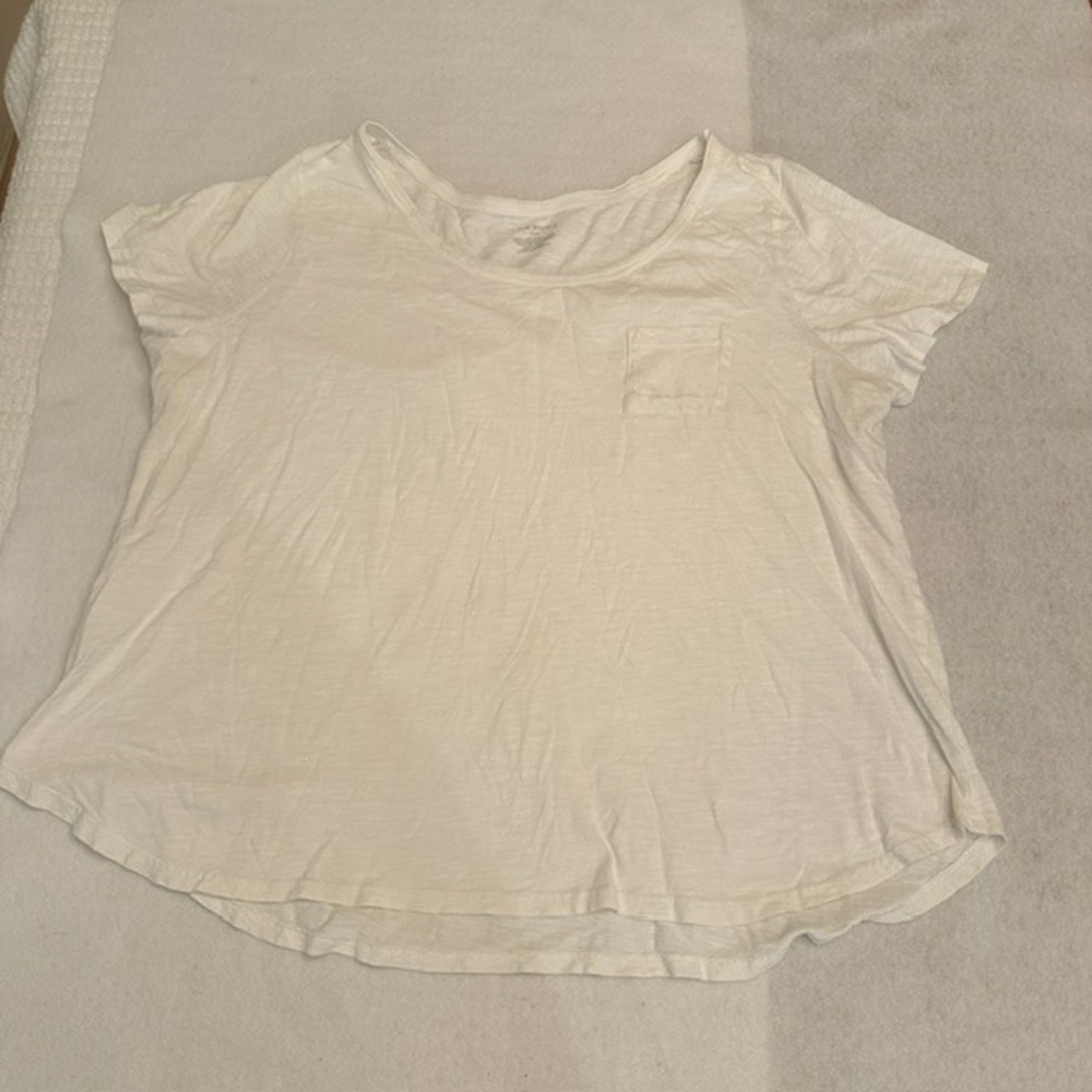 Lane Bryant Plus Size White Pocket Tee Womens 22 24 Cotton Soft Flowy Breathable